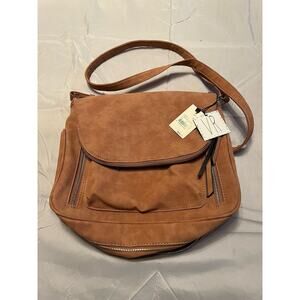NWT VR Faux Suede Cognac Crossbody Bag $34.99 New